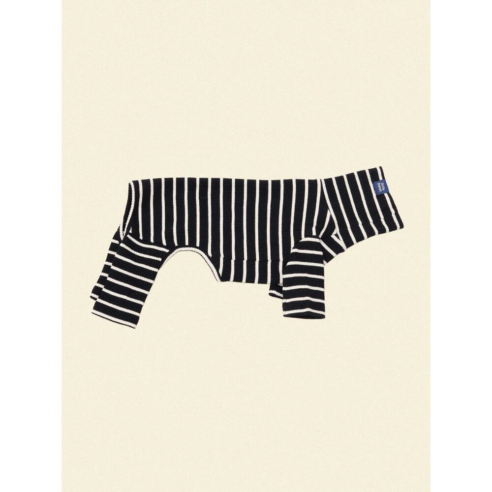 Little Beast Café in Paris Dog Onesie - Black & White Stripes - NWT XL